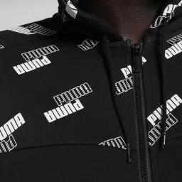 Puma POWER Black Regular Fit Logo Print Hooded Sweatshirt image 4