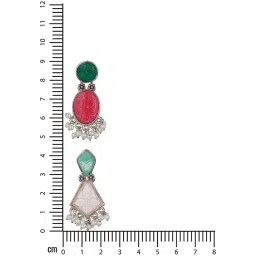 Aatmana Gold-Plated Pink & Green Dome Shaped Dangler Earrings - Set of 2 image 4