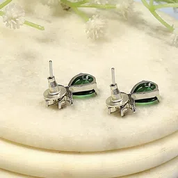 Biba Silver-Plated Contemporary Artificial Stones Studded Drop Earrings image 4