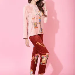 TAG 7 Pink & Maroon Graphic Print T-Shirt Pyjama Set image 4