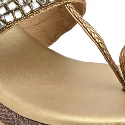 Rocia by Regal Women's Antique Gold Toe Ring Wedges image 4