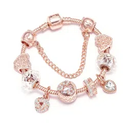 Peora Rose Gold Cubic Zirconia Studded Charms Bracelets image 2