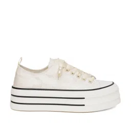 The White Pole Women's Beige Casual Sneakers image 2