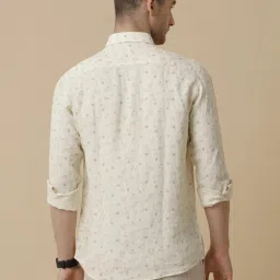 Linen Club Yellow Linen Regular Fit Printed Shirt image 2