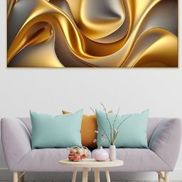 DEKORSTATION Gold-Toned 1 Piece Canvas Abstract Wall Paintings-picture-41