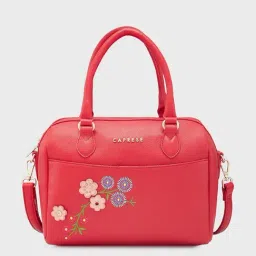 Caprese Erica Red Floral Small Satchel Handbag-image-40