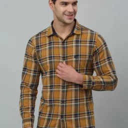 Cantabil Mustard Cotton Regular Fit Checks Shirt-image-35