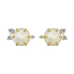 EMORI 18k (750) Yellow Gold Pearly Lab Grown Diamond Studs for Women-image-71