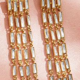 Rubans 22K Gold-Plated Crystals Studded Rectangular Shaped Drop Earrings-picture-40