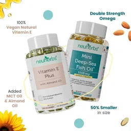 Neuherbs Mini Deep Sea 1000mg Fish Oil Softgels (Lemon) & Vitamin E Plus Capsules image 4