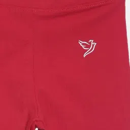 TWIN BIRDS Kids Red & Beige Cotton Regular Fit Leggings (Pack of 2) image 5