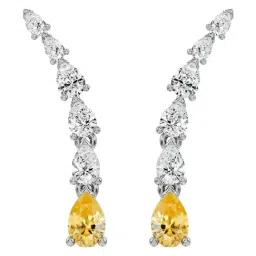 EMORI 18k (750) White Gold Pear Cut Lab Grown Diamond Ear Climbers for Women-image-24