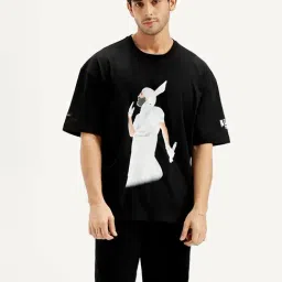 Levi's Black Cotton Regular Fit Printed T-Shirt-image-27