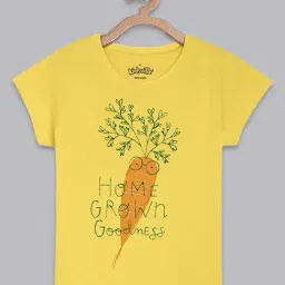 Kidsville Yellow Cotton Printed T-Shirt-image-66