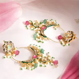 Rubans Gold-Tone Plated Multicolor Earrings for Women image 4