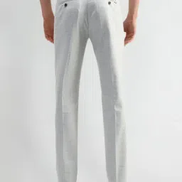 Arrow New York Light Grey Slim Fit Checks Trousers image 2