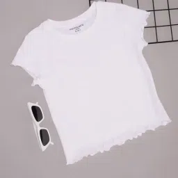 Pantaloons Junior Girls White Cotton Solid T-Shirts-picture-21