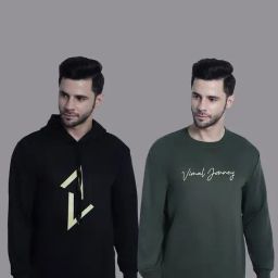 Vimal Jonney Black & Olive Regular Fit Printed Sweatshirt - Pack of 2-picture-2