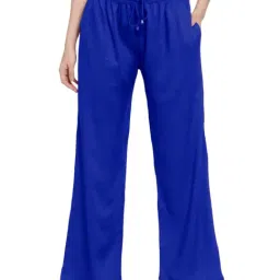 PATRORNA Royal Blue Loose Fit Mid Rise Palazzos-picture-24