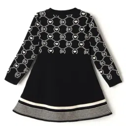 ELLE Girls Black Printed Round Neck Dress image 2