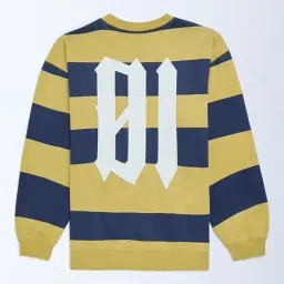 Y&F Kids by Westside Olive Striped Cotton Sweatshirt image 2