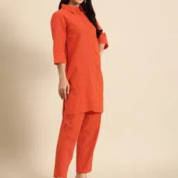 Anouk Women Striped Regular Pure Cotton Kurta with Trousers image 5