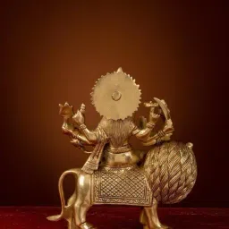 Ekaa Handicrafts Gold Goddess Durga Statue on Lion for Home Temple image 3