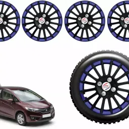 Auto Pearl CBB30 R14  355.6 mm(14 Inch) Press Type Wheel Hubcap with Retention Ring Glossy Black Blue Wheel Cover for Honda Jazz 1.5 E i DTEC (Set of 4)-image-54