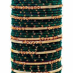 LLL FASHION Set Of 2 Stone Studded & Beaded Bangles-picture-32