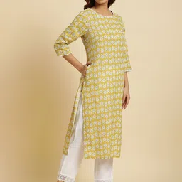 W Geometric Printed Thread Work Cotton Straight Kurta image 4