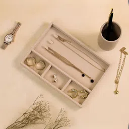 THE BIG TROVE Cream-Coloured Set of 1 Reusable Jewellery Organiser Organisers-picture-41