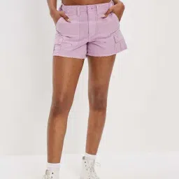 American Eagle Outfitters Purple Cotton Boyfriend Cargo Shorts-image-3