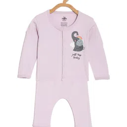 The Mom Store Full Sleeves Baby Elephant Printed Night Suit Set - Lavender-image-37