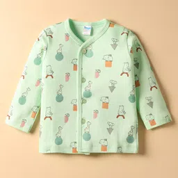 Tango Interlock Knit Full Sleeves Jhabla With Animal Print - Light Green-picture-22