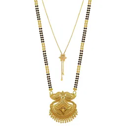 Anouk Set Of 2Gold-Plated Artificial Stones Studded & Beaded Mangalsutra image 1