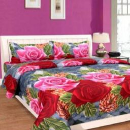 Aura Floral Printed 144 TC King Double Bedsheet with 2 Pillow Covers-image-67