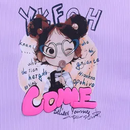 giniekids Knit Half Sleeves Come Text Printed Top - Lavender image 4