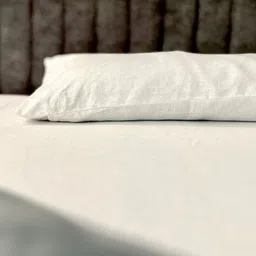 Pravaah India King Size Shwet White Hemp Bedsheet Set | 100% Hemp & Herringbone Weave image 3