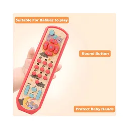 NEGOCIO TV Remote Control Toy with English Spanish and French, Baby Sensory Toys with Light & Sound- PACK OF 1- COLOR RED image 4