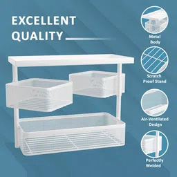 Kuber Industries White 3 Tier Kitchen Counter Top Stand image 3