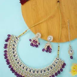 Divisha Gold-Plated Stones Studded & Beaded JewellerySet-picture-14