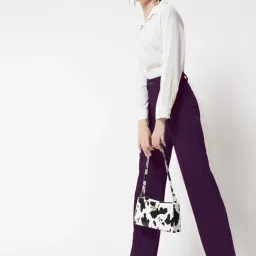 SELVIA Purple Regular Fit Mid Rise Trousers image 4