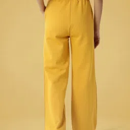 RAREISM Mustard Cotton Blend Solid Trackpants image 2