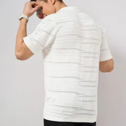 celio celio* Off White Regular Fit Self Design Cotton Shirt image 2