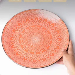 Nestasia Premium Quality Colorful Bohemian Designed Glossy Finish Elevated Designer Plate 10.55" image 4