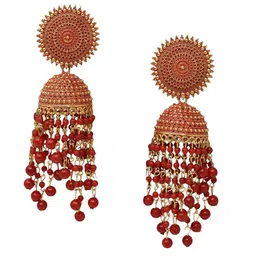 MEIRA JEWELLERY Artificial Beaded Dome Shaped Jhumkas image 3