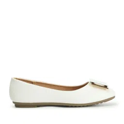 Elle Women's White Flat Ballets image 2