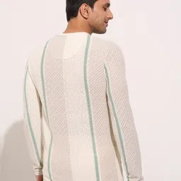 7 Alt by Pantaloons Beige Slim Fit Self Design T-Shirt image 2