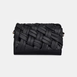 Forever Glam by Pantaloons Black Textured Medium Sling Handbag image 2