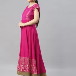 MBE Women Ethnic Motifs Block Printed Anarkali Kurta image 3